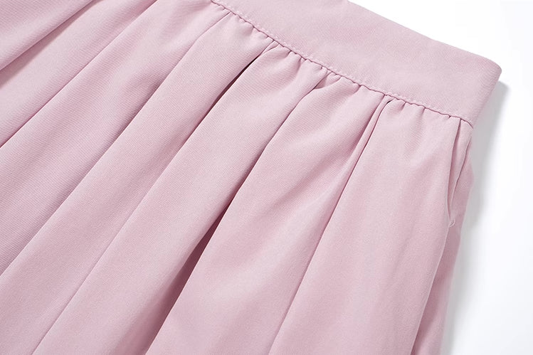 Sakura Pleated Midi Skirt (Pink)