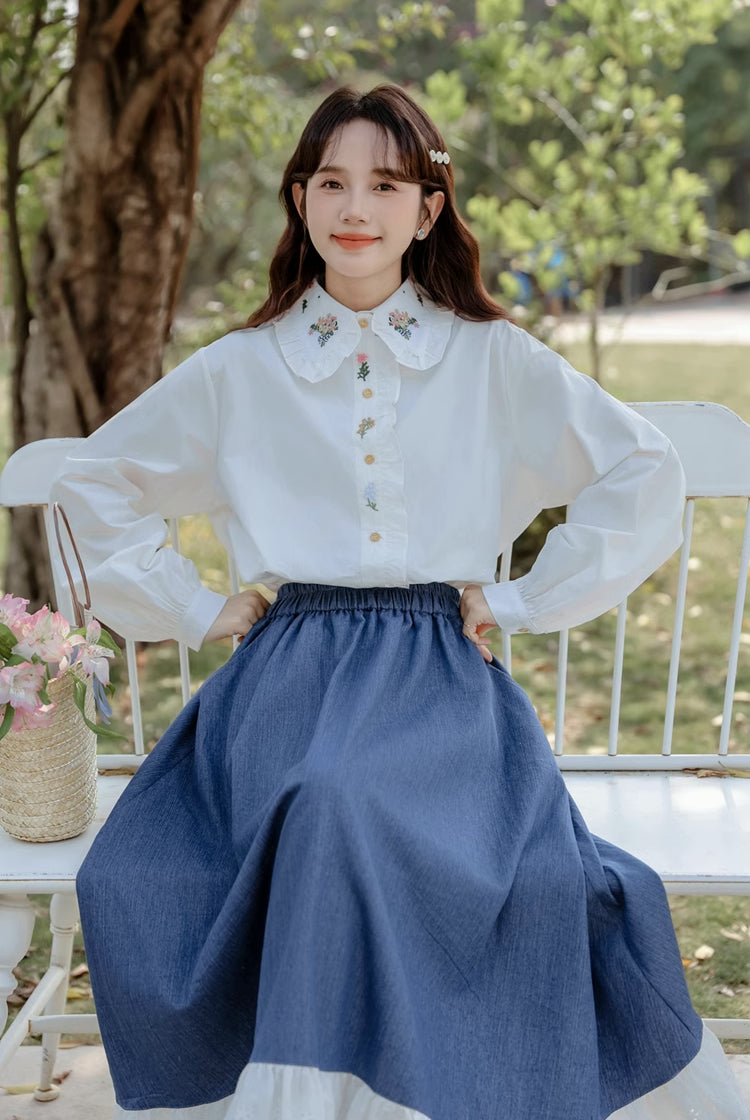 Floral Bouquet Embroidered Blouse (2 Colors)