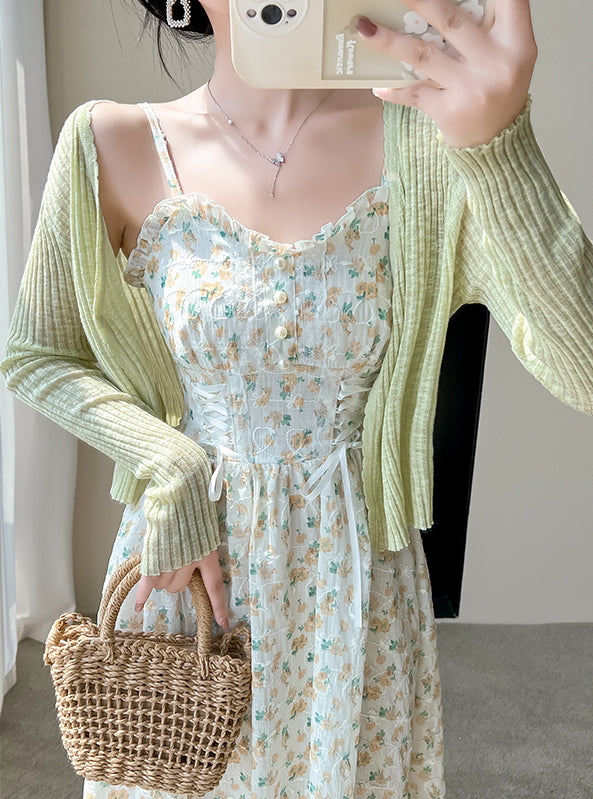 May Flowers Lace Up Cami Dress (3 Colors)