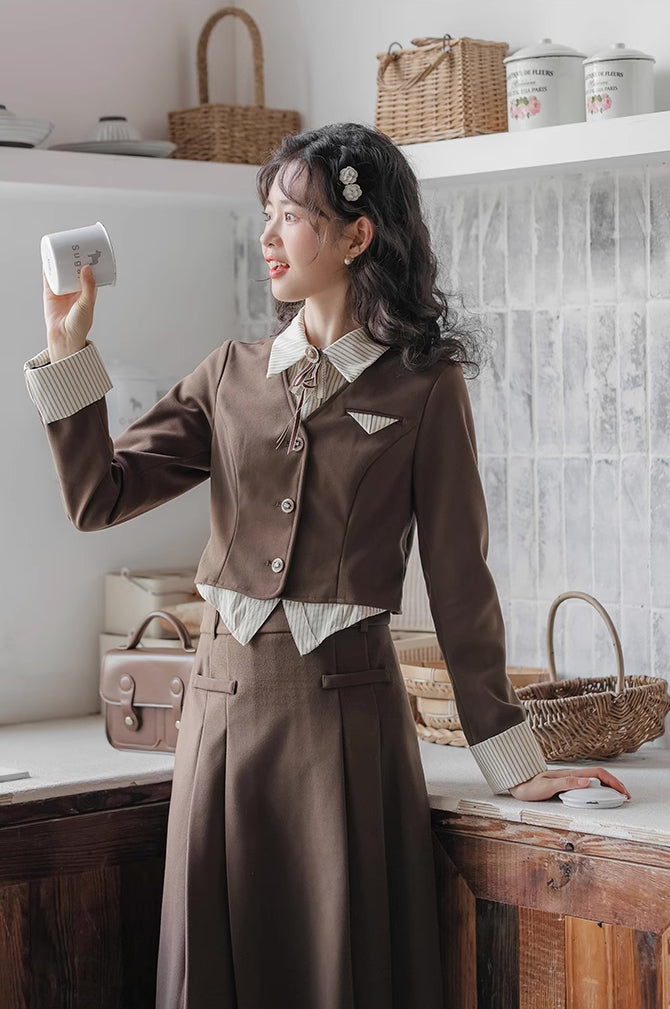 Academia Two-Piece Set (Brown)