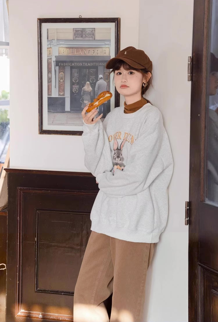 Flower Bunny Sweatshirt (Heather Gray)
