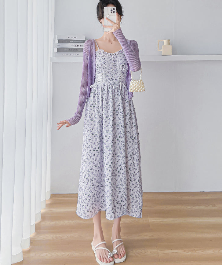 Lavender Haze Lace Up Cami Dress (Purple)