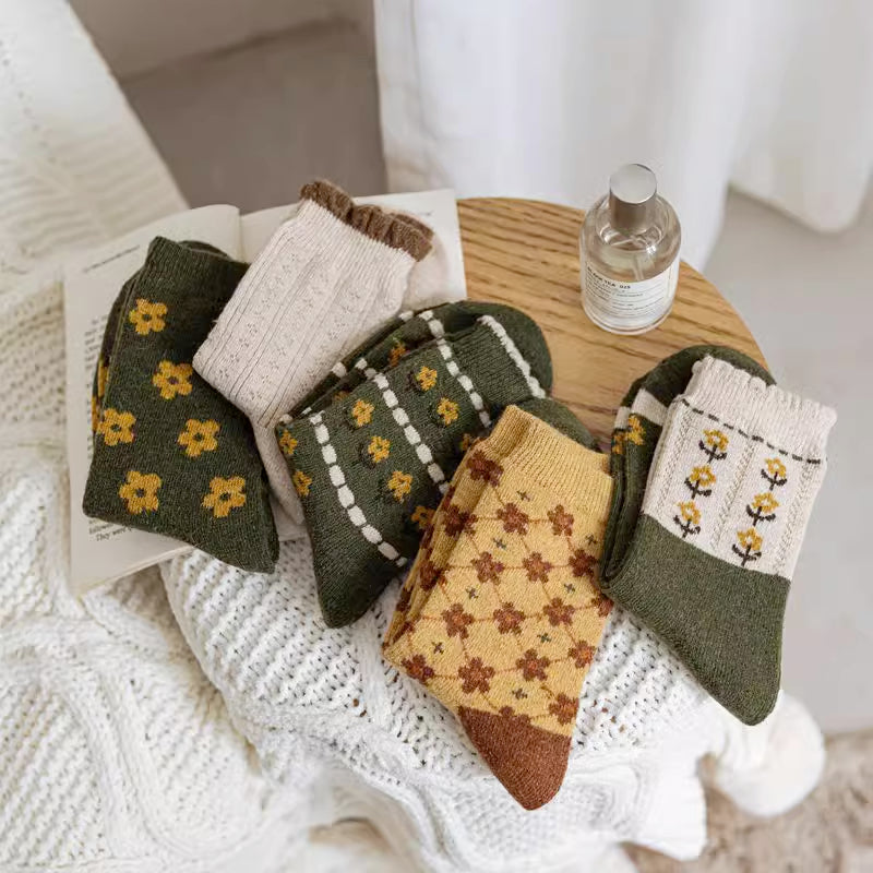 Rustic Daisy Wool Socks (5 Styles)