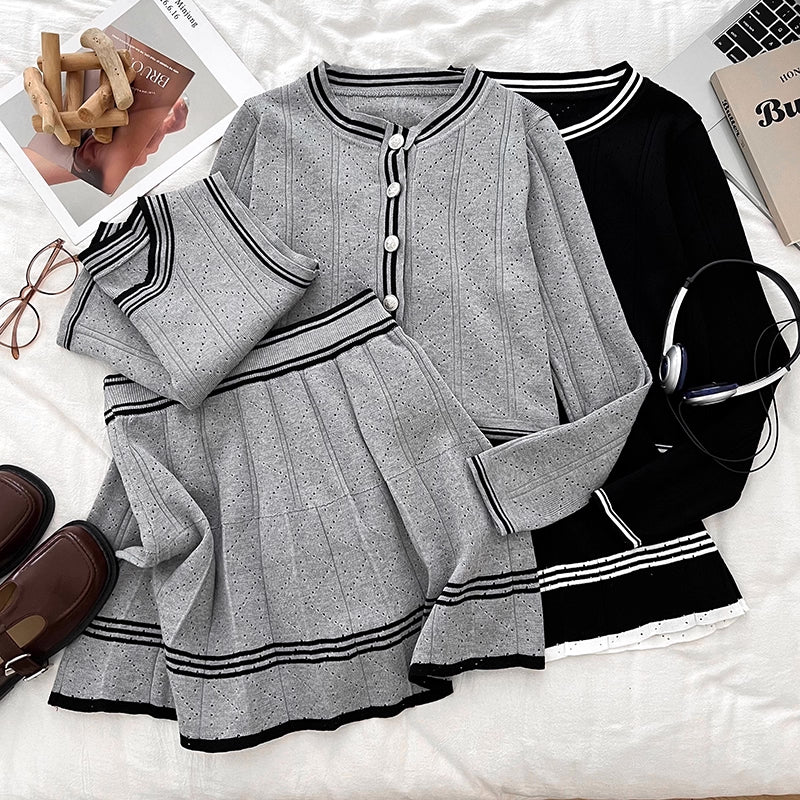 Preppy Stripe 3-Piece Knit Set (3 Colors)