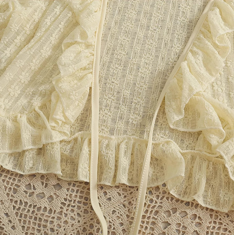 Sheer Floral Lace Tie Cardigan (5 Colors)