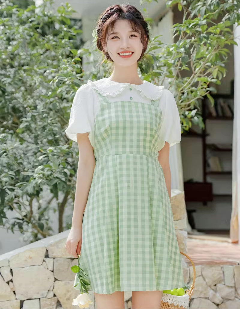Gingham Twofer Mini Dress (2 Colors)
