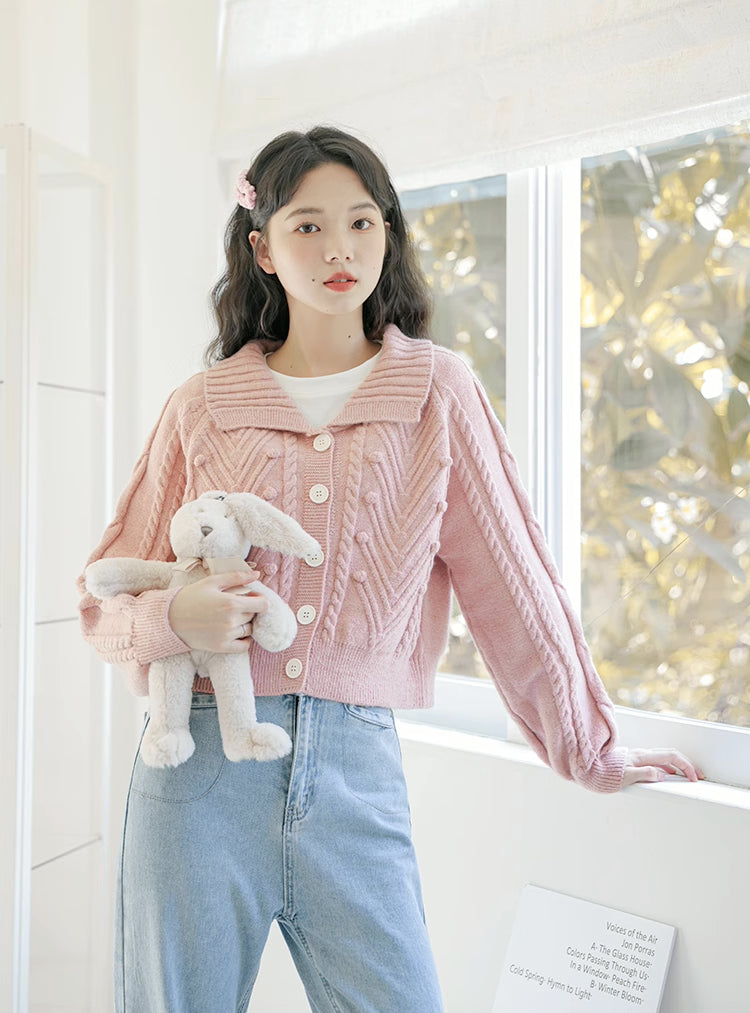 Pom Pom Polo Cardigan (2 Colors)