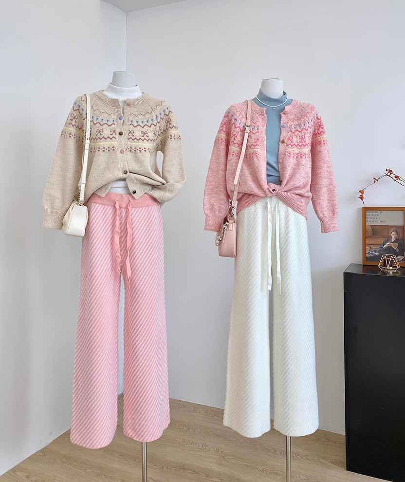 Candy Bow Fair Isle Cardigan (3 Colors)