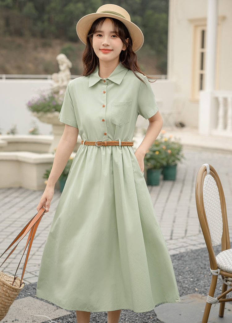 Beach House Shirt Dress (2 Colors) Green / M