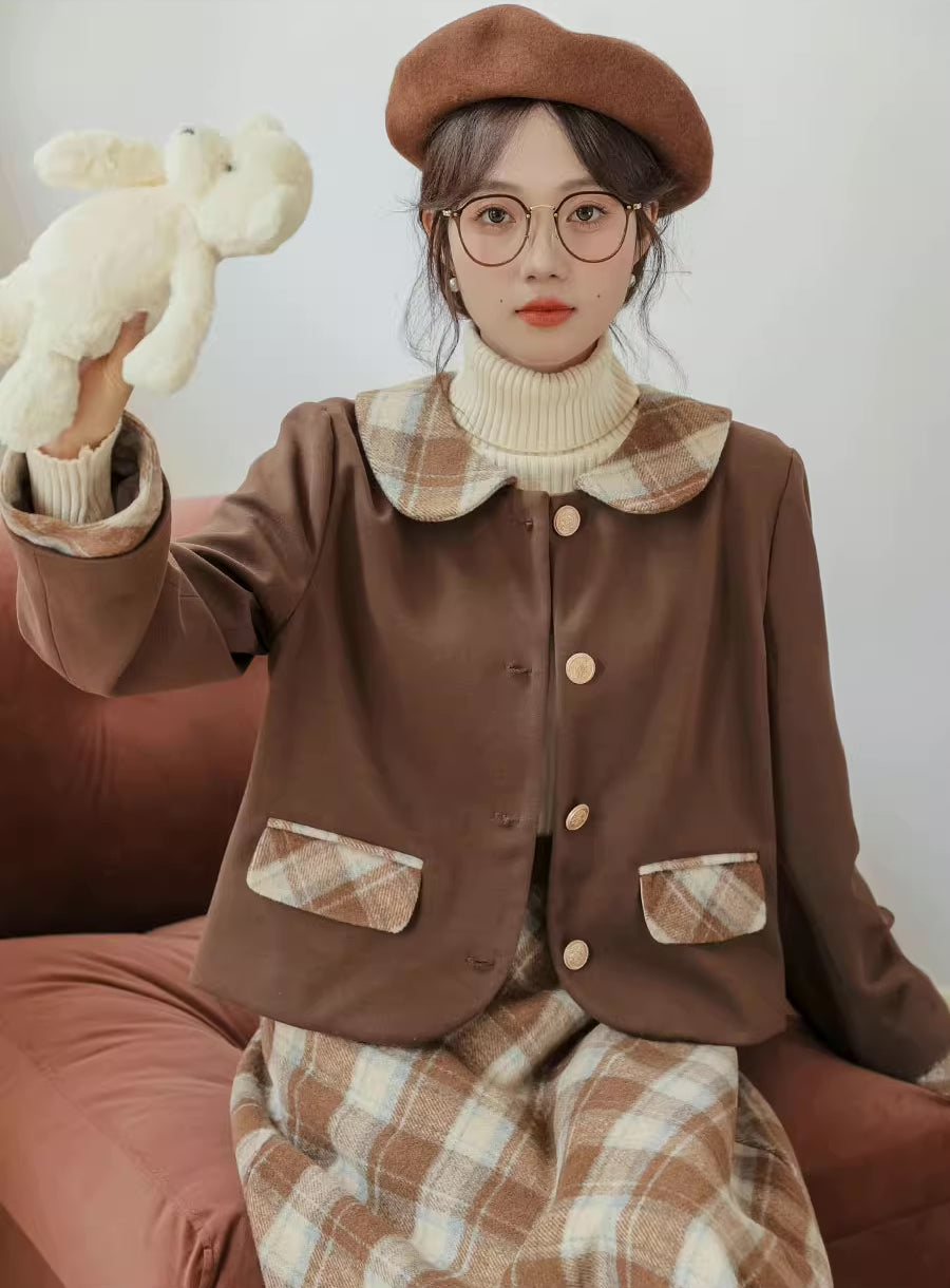 Toasted Plaid Tweed Midi Set (2 Colors)