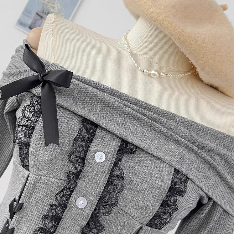 Ballet Lace Knitted Two-Piece Set (2 Colors)