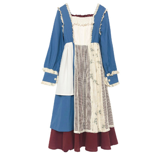 Patchwork Maiden Dress (Blue/White)