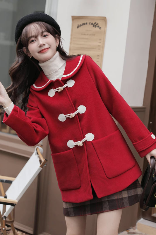 Peter Pan Collar Toggle Duffle Coat (2 Colors)