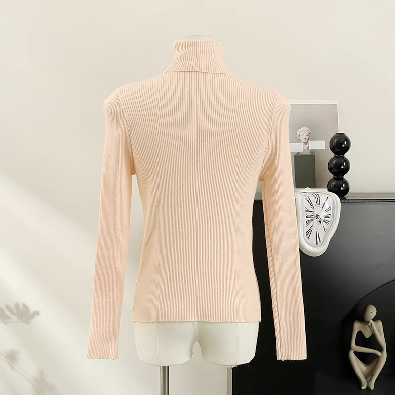 Cutout Ribbed Turtleneck Sweater (6 Colors)
