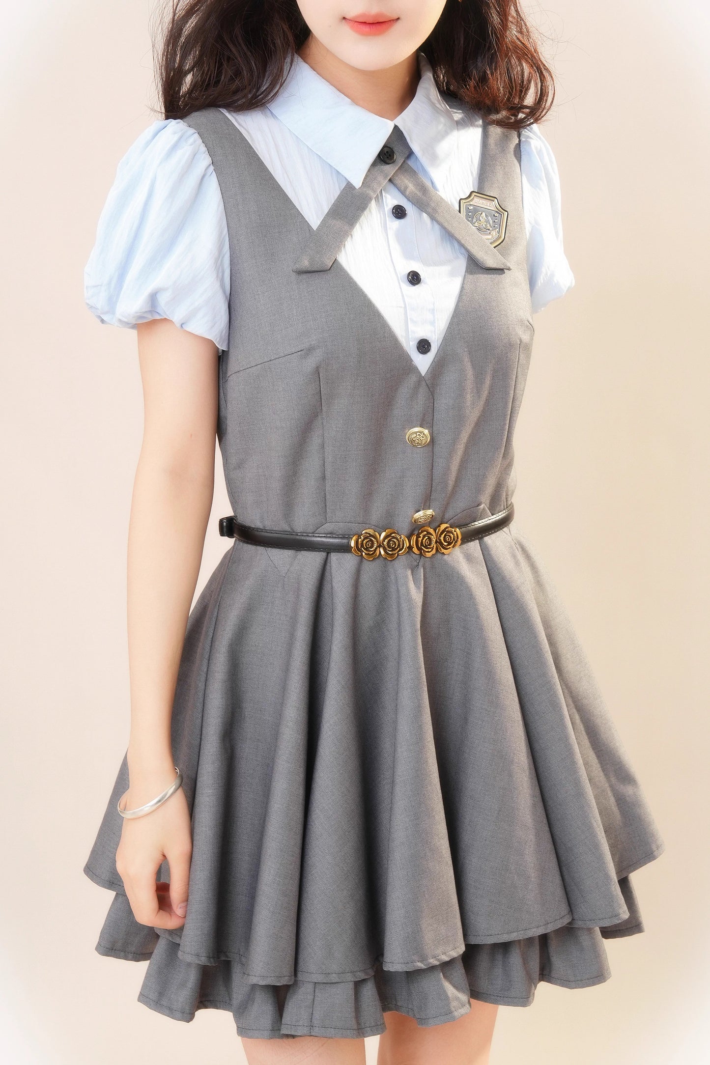 Summer Cadet Mini Twofer Dress (Blue/Gray)