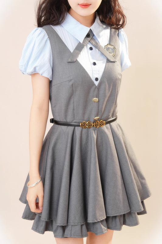 Summer Cadet Mini Twofer Dress (Blue/Gray)