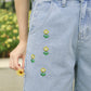 Flower Pop Embroidered Shorts (Light Denim)