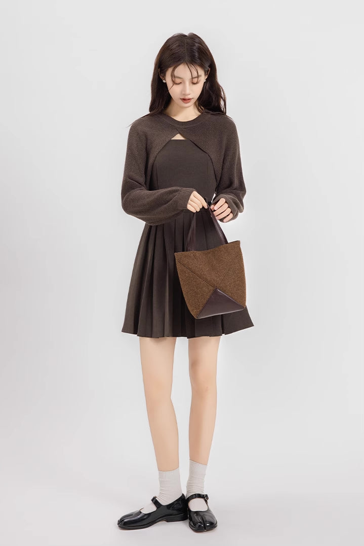 Two-Piece Mini Cami Dress & Sweater Set (2 Colors)