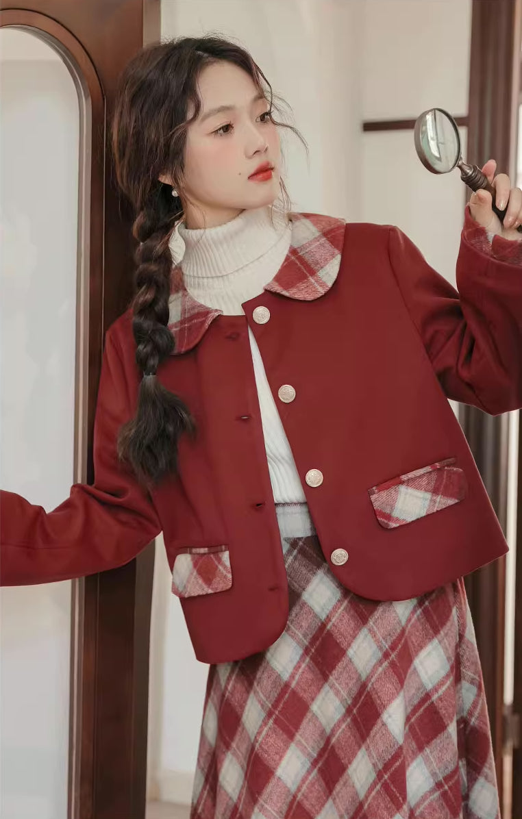 Toasted Plaid Tweed Midi Set (2 Colors)