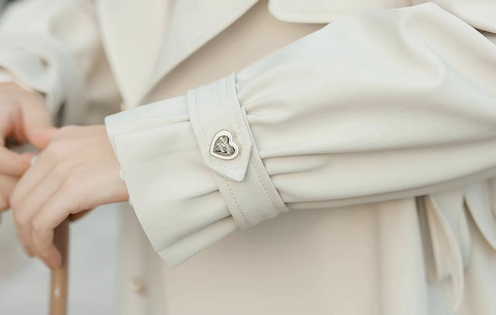 Heart Button Trench Coat (Off-White)