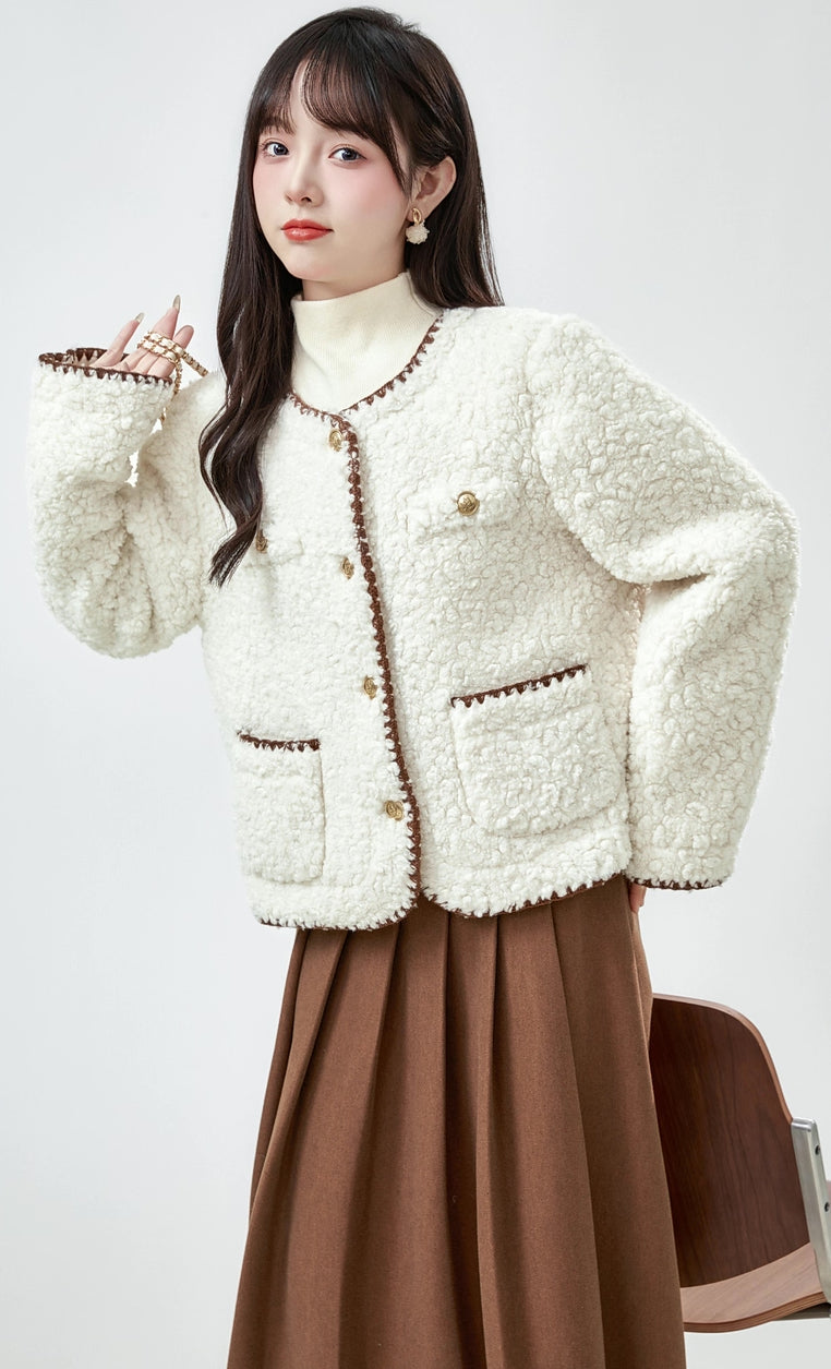 Faux Sherpa Wool Jacket (Cream)