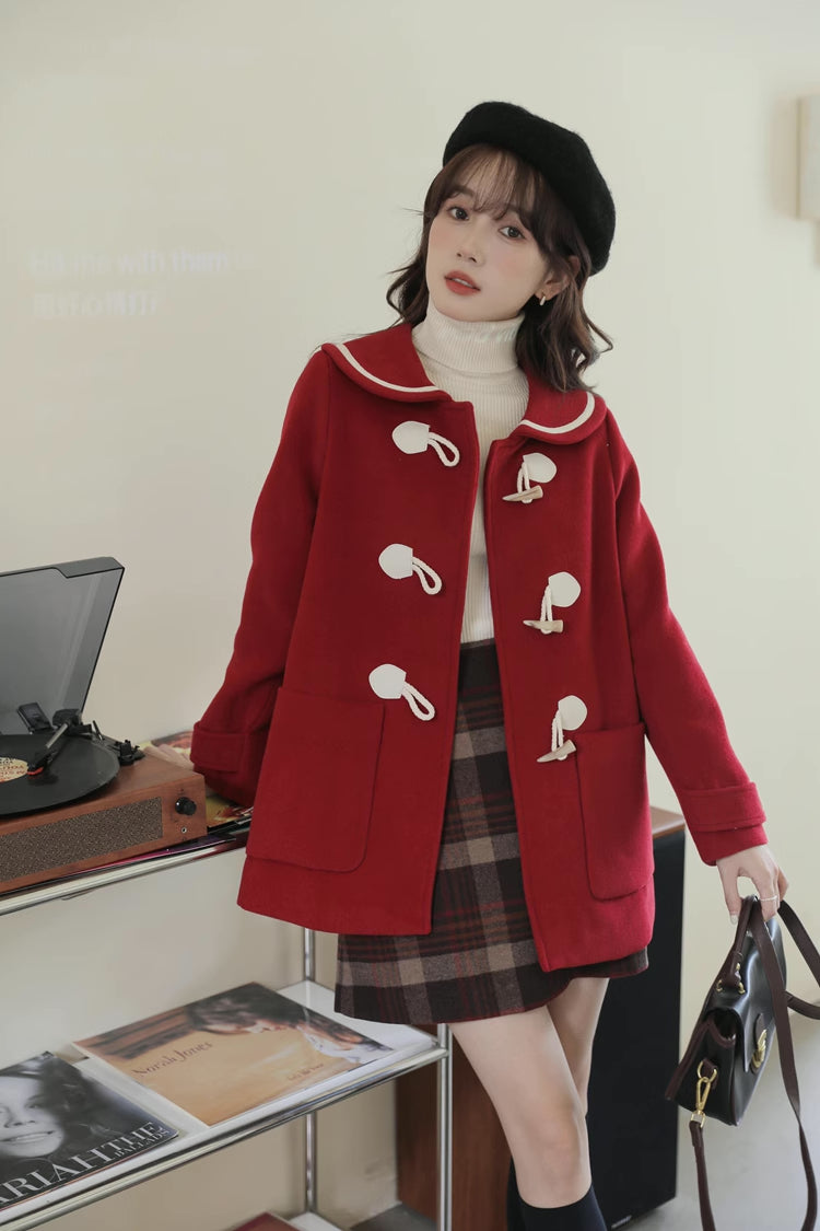 Peter Pan Collar Toggle Duffle Coat (2 Colors)