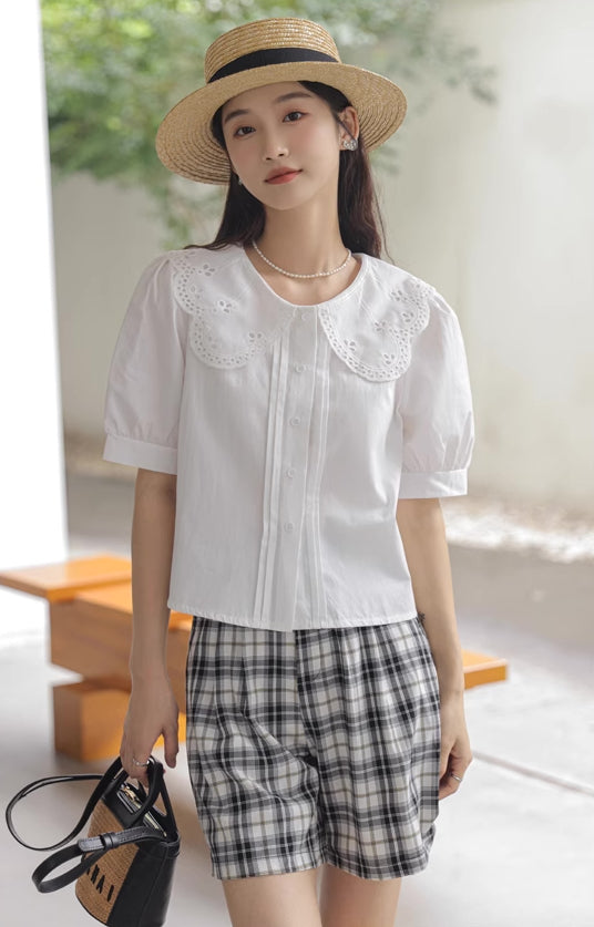 Broderie Collar Blouse (2 Colors)