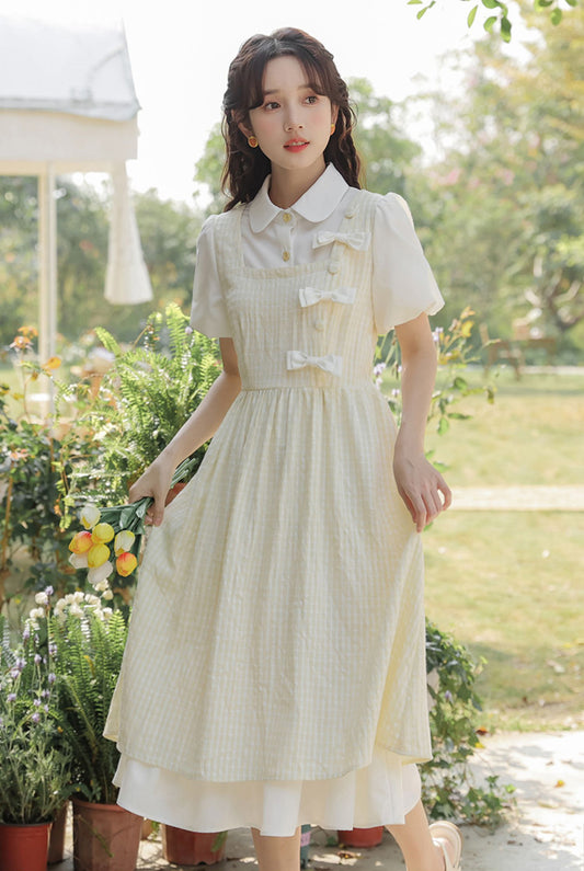 Gingham Bows Twofer Dress (3 Colors)