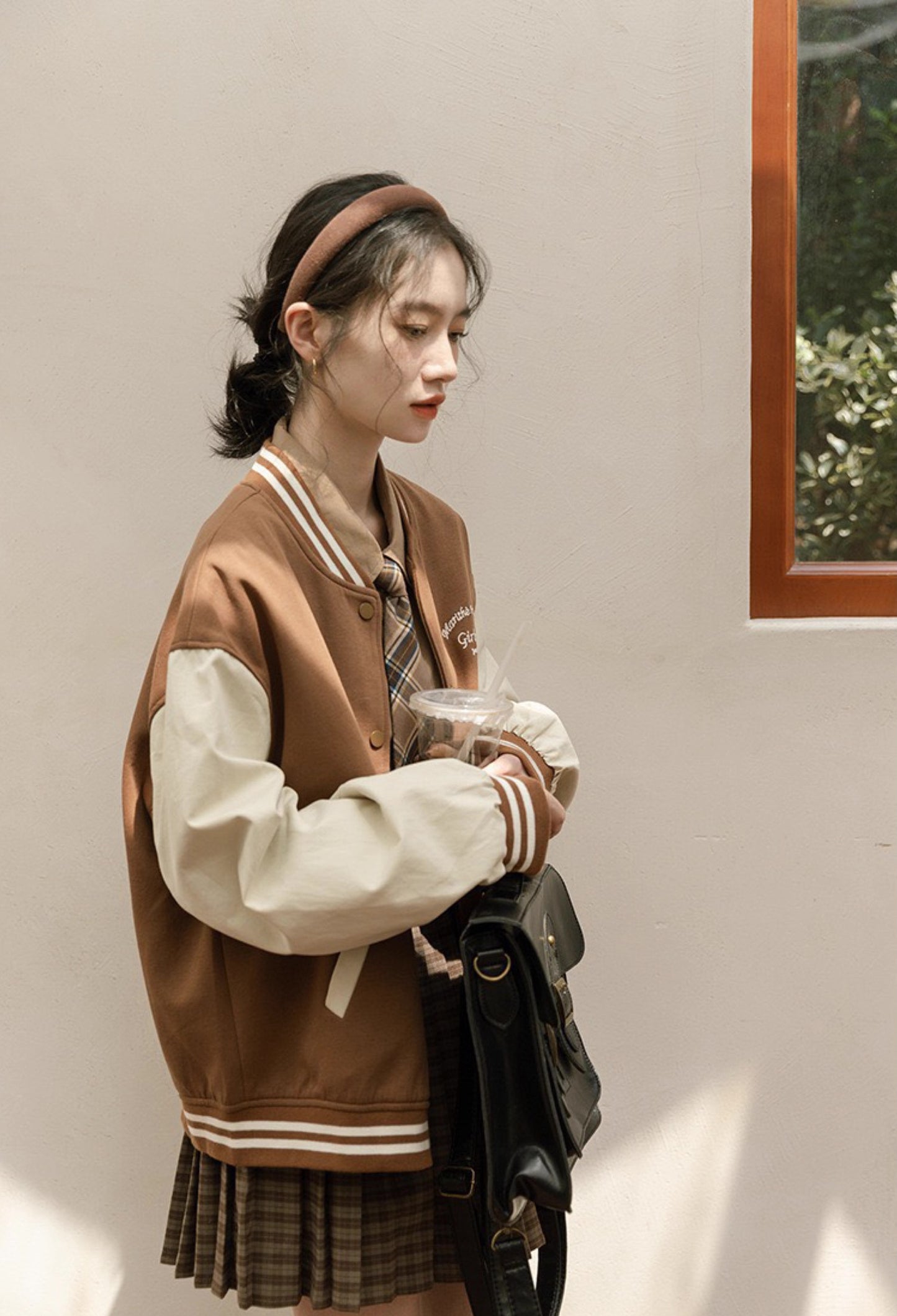 Boyfriend Baseball Jacket (Brown)