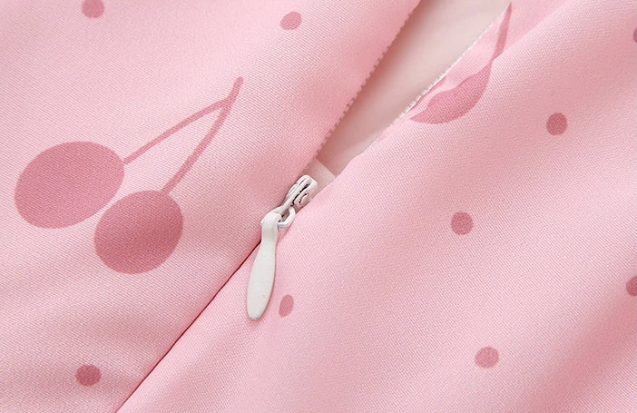 Sweet Cherry Tiered Shirt Dress (Pink)
