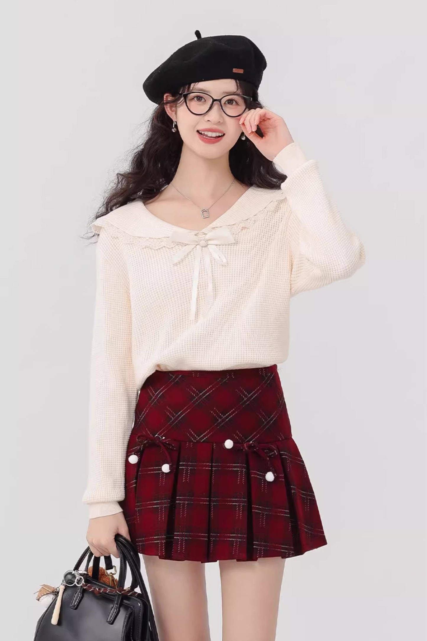 Pom Pom Plaid Mini Skirt (3 Colors)
