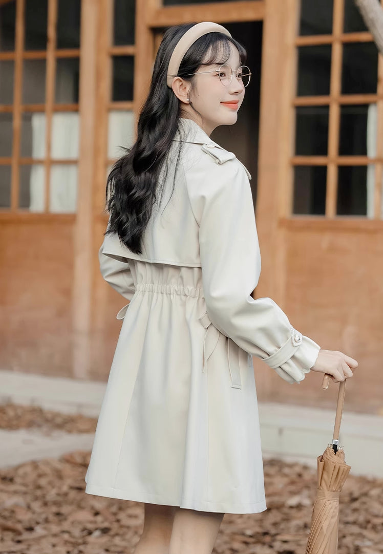 Heart Button Trench Coat (Off-White)