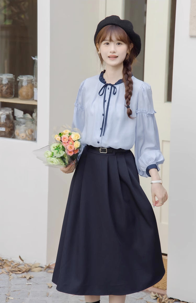 Belted Woven Midi Skirt (2 Colors)