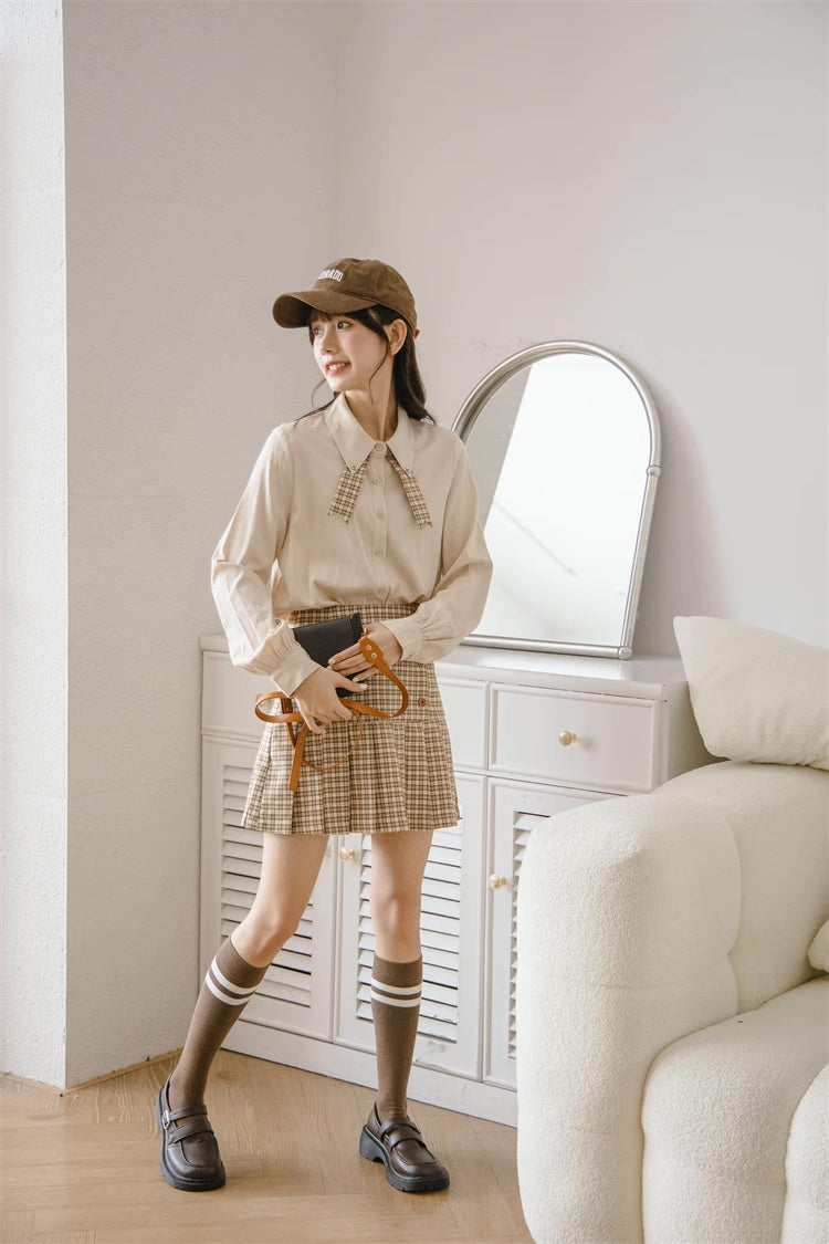 Plaid Mermaid Pleated Mini Skirt (2 Colors)