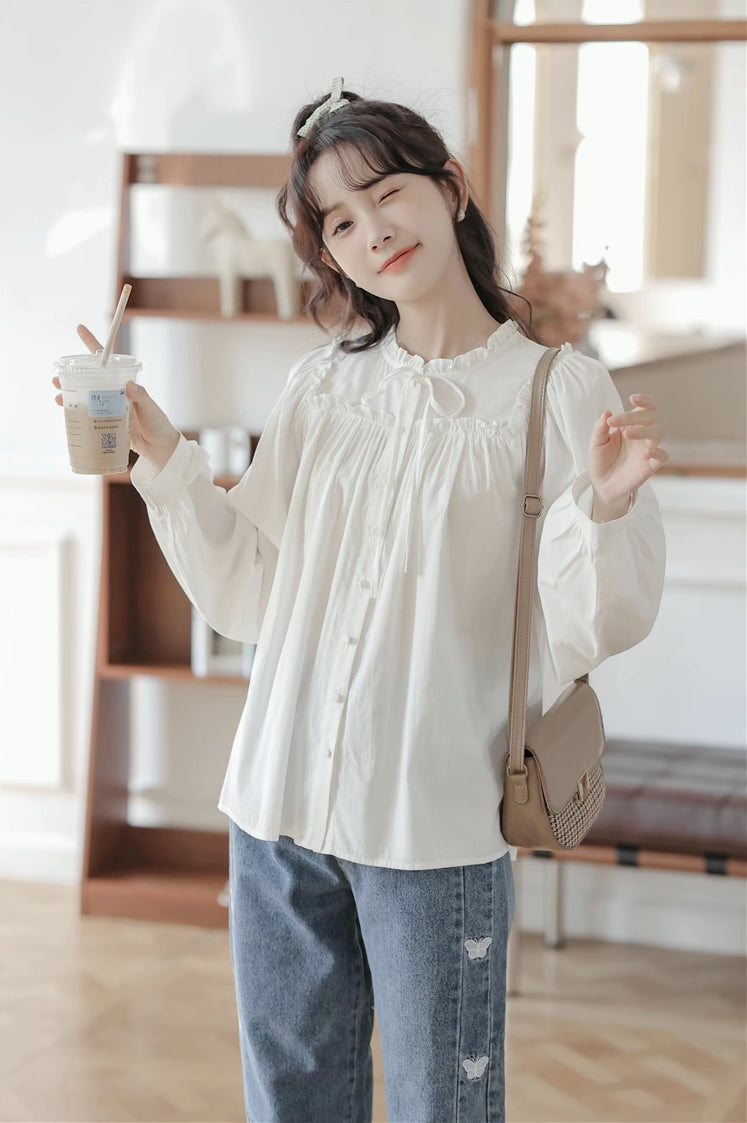 Essential Ruffle Trim Blouse (2 Colors)