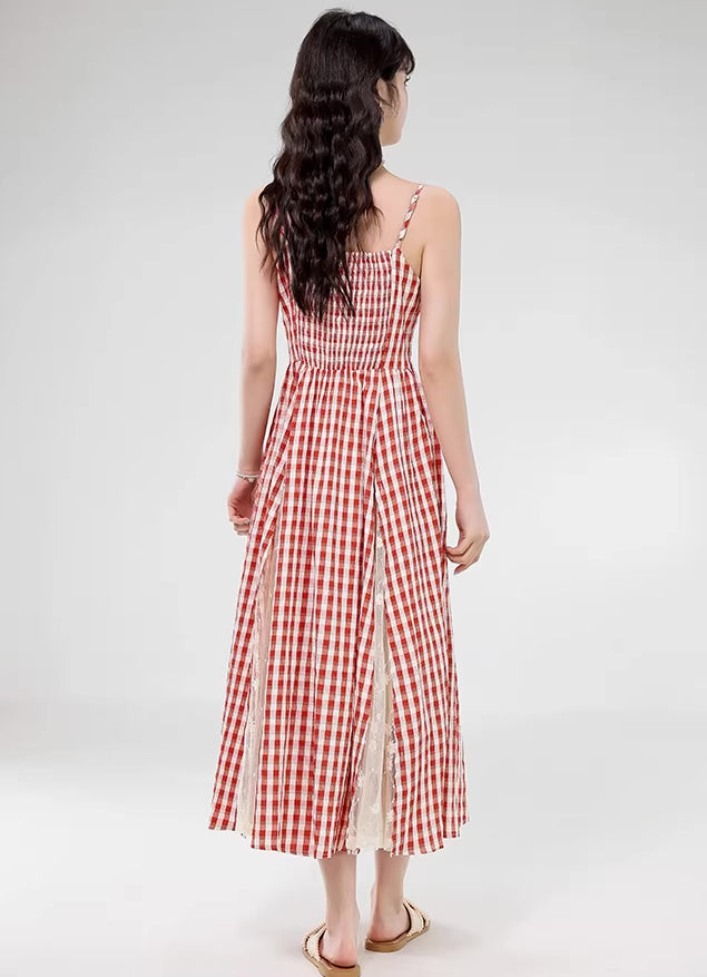 Gingham Lace Cami Maxi Dress (2 Colors)