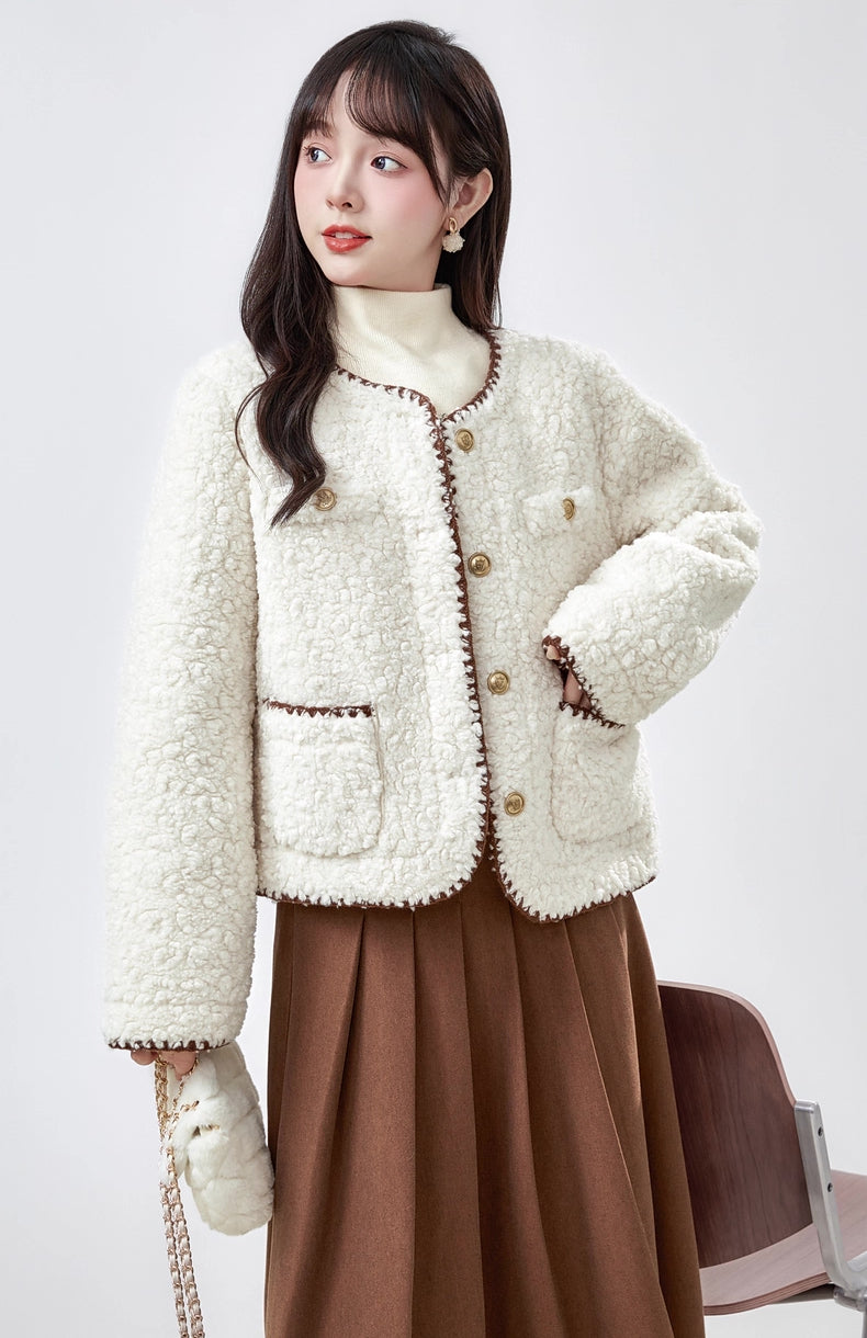 Faux Sherpa Wool Jacket (Cream)