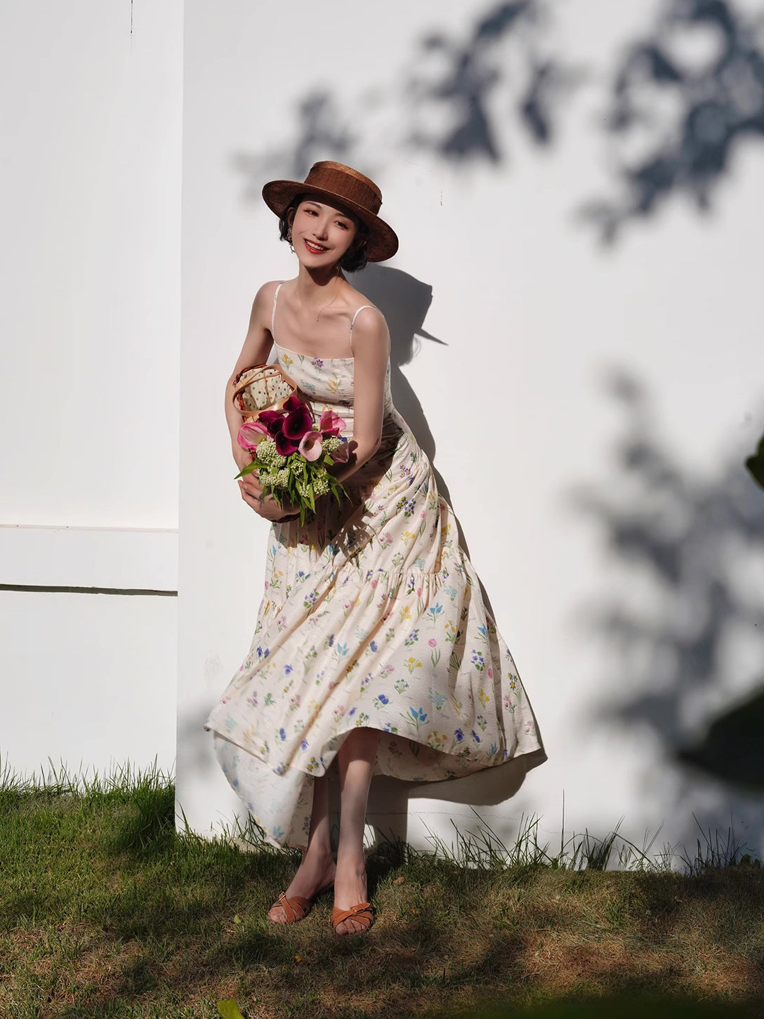 Floral Poetry Cami Maxi Dress (White)