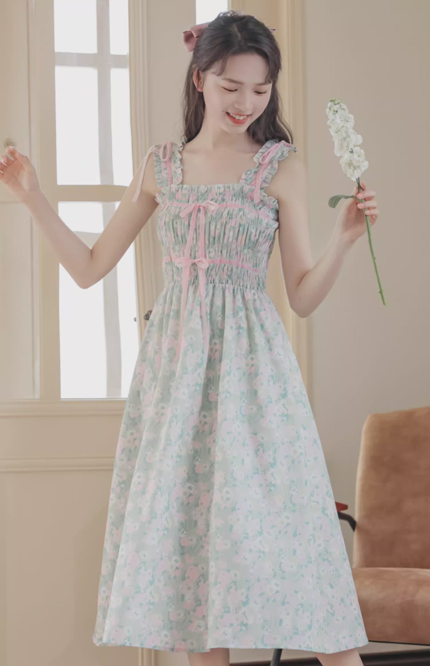 Marshmallow Floral Cami Dress (Mint/Pink)