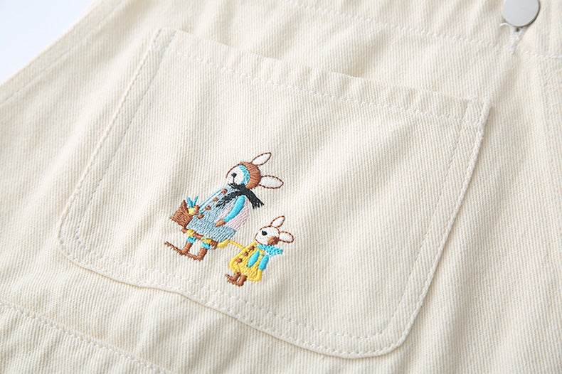 Rabbit Walks Short Overalls (White)