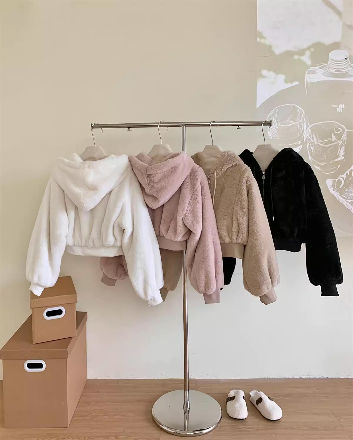 Fuzzy Cropped Hoodie (4 Colors)