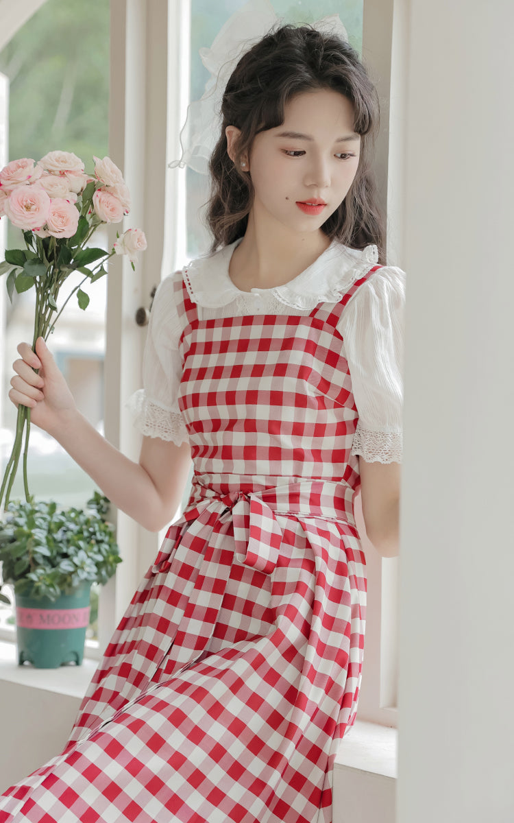 Gingham Picnic Cami Dress (Red)