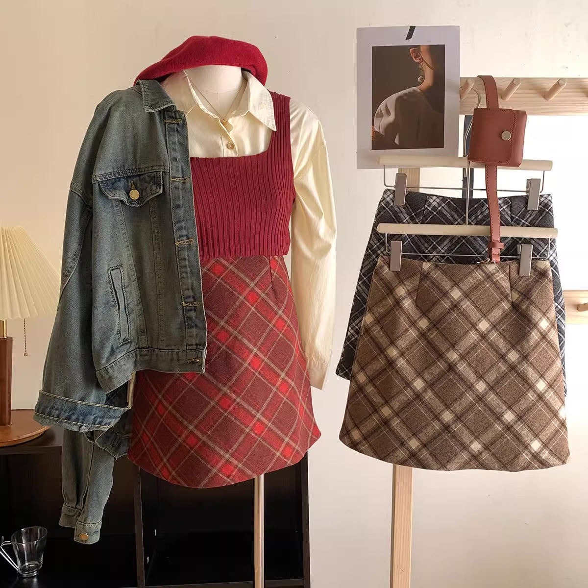 Biscuit Plaid Mini Skirt (3 Colors)