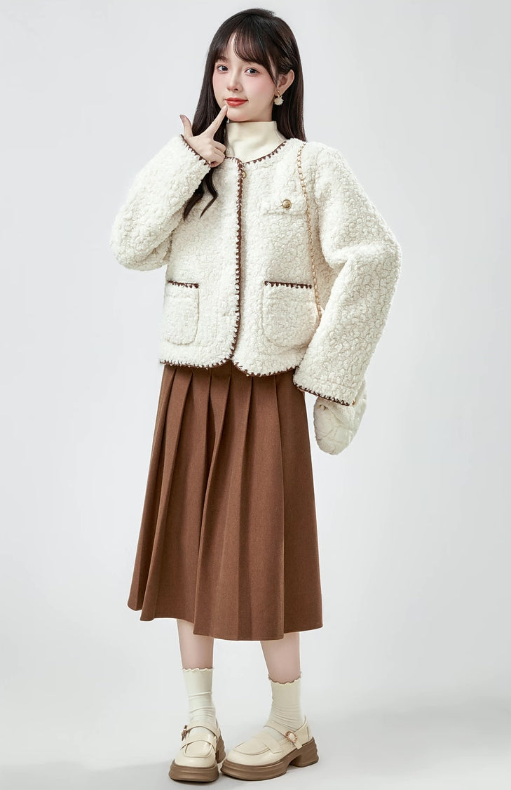 Faux Sherpa Wool Jacket (Cream)