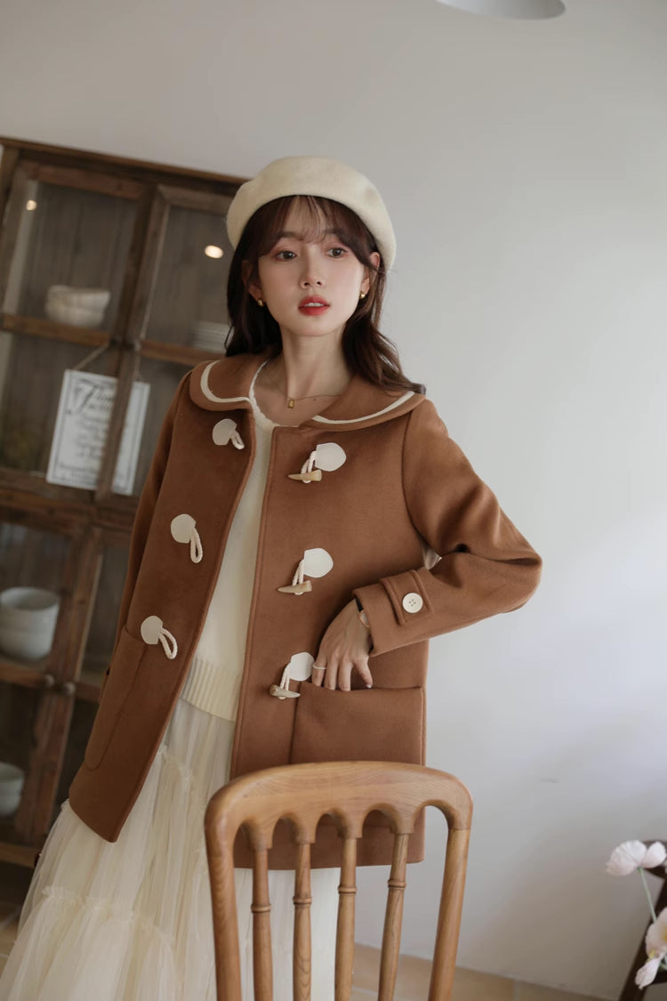 Peter Pan Collar Toggle Duffle Coat (2 Colors)