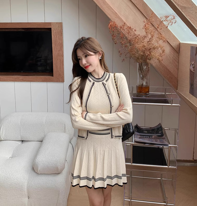 Preppy Stripe 3-Piece Knit Set (3 Colors)