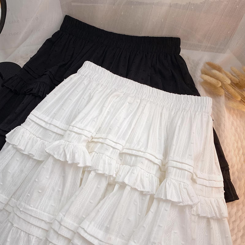 Dobby Tiered Mini Skirt (2 Colors)