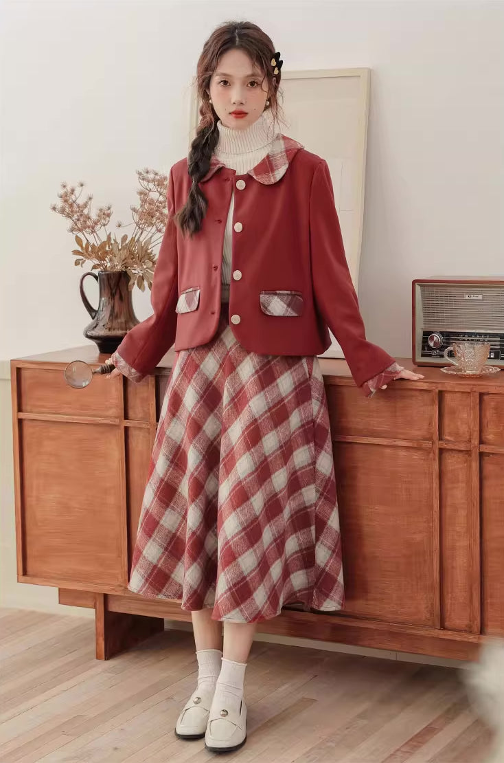 Toasted Plaid Tweed Midi Set (2 Colors)