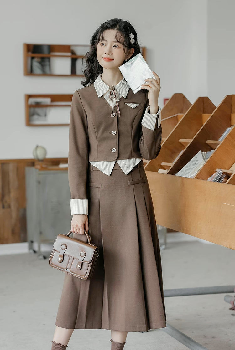 Academia Two-Piece Set (Brown)
