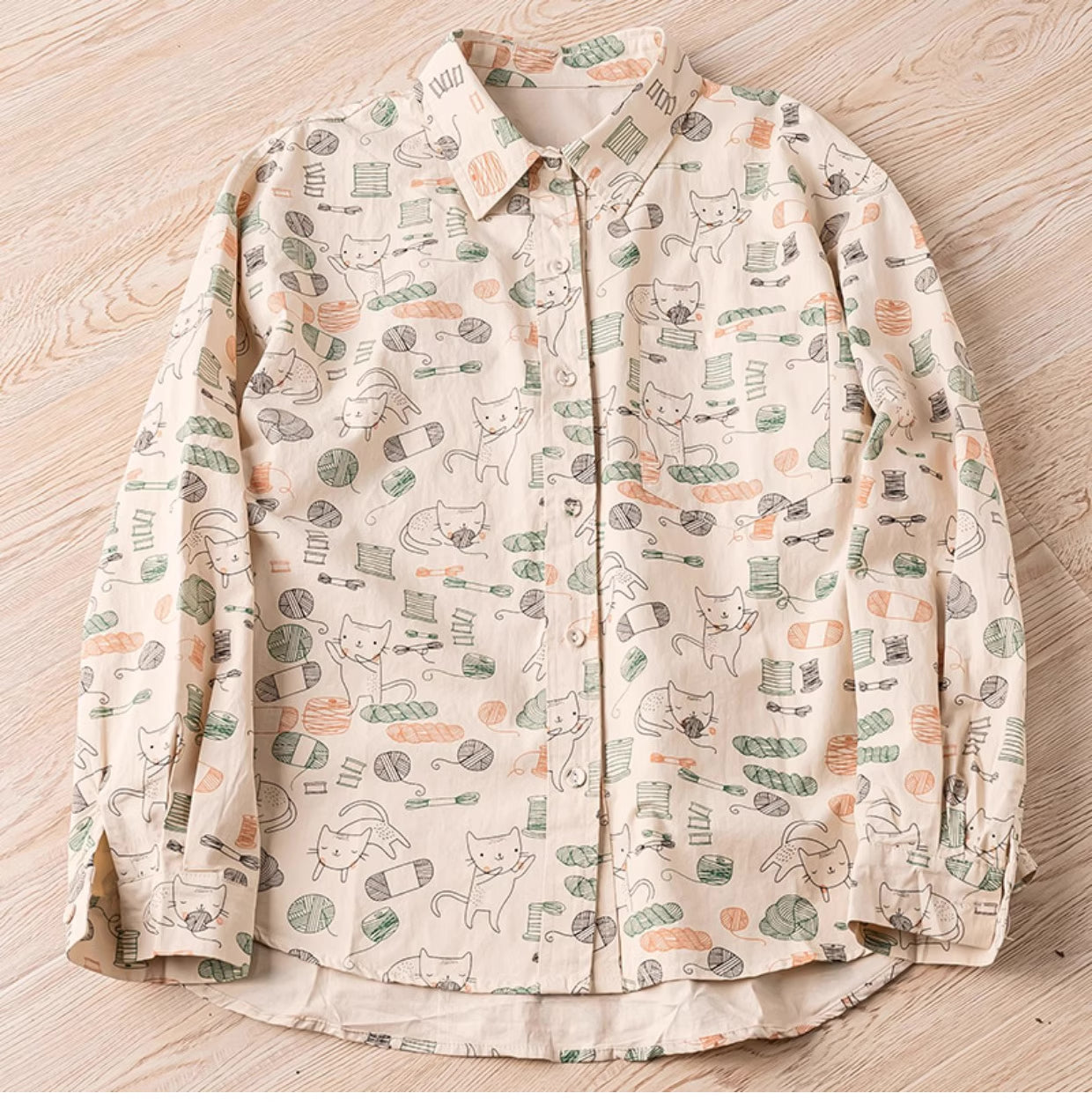 Cat Lady Blouse (Beige)